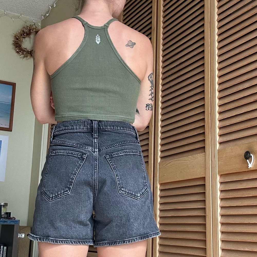 Free People FP Movement Happiness Runs Long Crop Tank in Olive, Size XS/Small